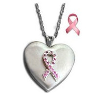 Sterling Silver  & 14K White Gold "Breast Cancer Awareness" Locket