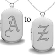 Sterling Silver Ye Olde English Initial Dog Tag Locket