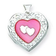 Sterling Silver Mother of Pearl Heart Locket