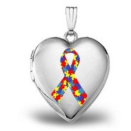 Sterling Silver Autism Awareness Heart Locket