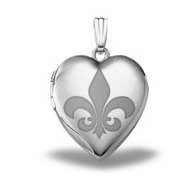 Sterling Silver Sweetheart "Fleur de Lis" Heart Locket