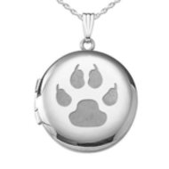 Sterling Silver Cat s Paw Print Round Picture Locket