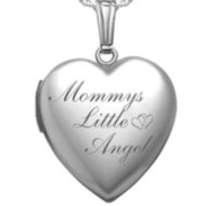Sterling Silver Mommys Little Angel Heart Locket