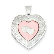 Sterling Silver Mother of Pearl Heart Locket
