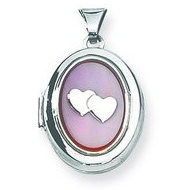 Sterling Silver Mother of Pearl I Love You Locket