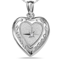 Sterling Silver Heart Picture Locket W/ Genuine Diamond