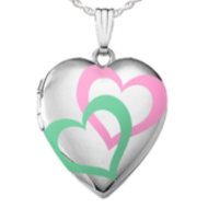 Sterling Silver Interlocking Color Hearts Locket