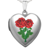 Sterling Silver Double Rose Sweetheart Heart Locket