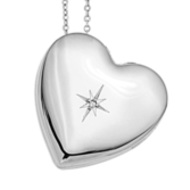 Sterling Silver Side Dangle Heart Locket with Cubic Zirconia