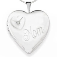 Sterling Silver "Mom" Heart Locket