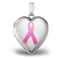 Sterling Silver Breast Cancer Awareness Heart Locket