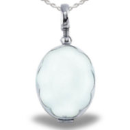 Sterling Silver Glass Dome Locket w Scalloped Frame