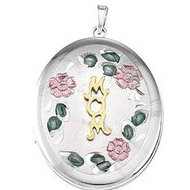 Sterling Silver Oval "MOM" Picture Locket