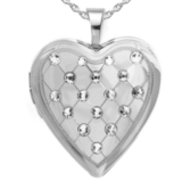 Sterling Silver Heart Locket W Swarovski Crystals