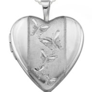 Sterling Silver Butterfly Heart Locket