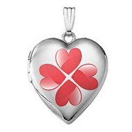 Sterling Silver Four Heart Clover Locket