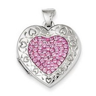 Sterling Silver Pave Crystal Locket