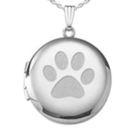 Sterling Silver Dog s Paw Print Round Picture Locket