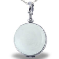 Sterling Silver Glass Dome Locket w Greek Key Rim