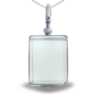 Sterling Silver Rectangle Shaped Glass Dome Locket