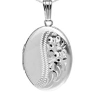 Sterling Silver Hand Engraved Oval Locket