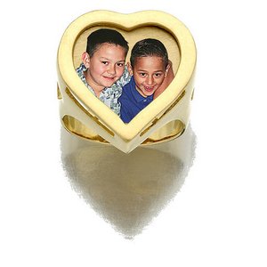 Solid Yellow Gold Heart Photo Ring