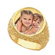 Mens Embossed Photo Ring