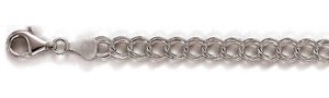 Sterling Silver Charm Bracelet 6.5 MM Thick