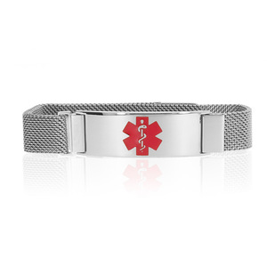 Stainless Steel Unisex Medical ID Magnetic Clasp Mesh Bracelet