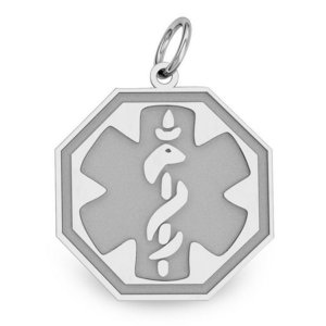Sterling Silver Medical ID Octagon Charm or Pendant