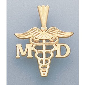 14k Yellow Gold M D  Charm or Pendant