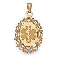 14K Gold Oval Medical Pendant