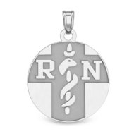 14K White Gold Round "RN"  Pendant and Yellow Gold available