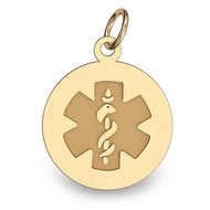 14K Gold Round Medical Pendant