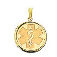 EZ 14 karat Gold Round W/ Bezel Medical Pendant