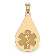 14K Gold Medical Tear Drop Pendant
