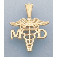14k GOLD M D PENDANT