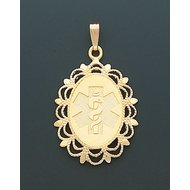 14K GOLD OVAL MEDICAL EMBLEM CHARM WITH SCALLOPED EDGE