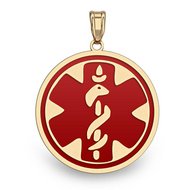 14K YELLOW GOLD ENAMELED MEDICAL ID PENDANT