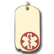 14K Yellow Gold Medical ID Dog Tag Pendant