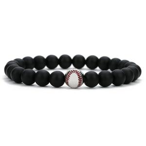 Stainless Steel Personalized Baseball Bead Bracelet