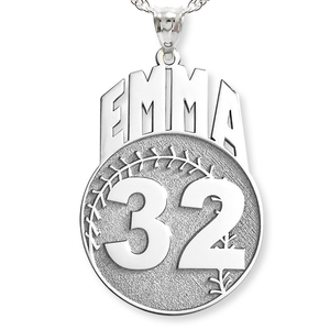 Custom Softball Charm or  Pendant w  Name   Number