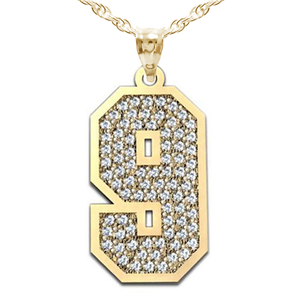 Jersey Single Number Charm or  Pendant Paved with Diamonds