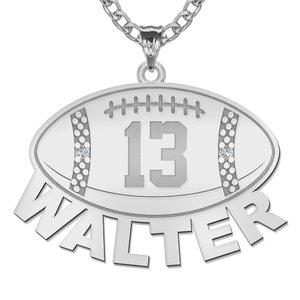 Custom Football Charm or Pendant w  Name   Number and 2 CZs