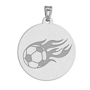 Engravable Soccerball Round Disc Pendant or Charm