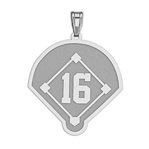 Personalized Baseball Diamond with Number Pendant or Charm