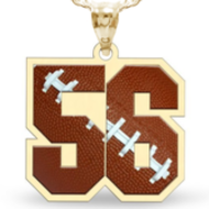 Color Enameled Football Number Pendant with 2 Digits