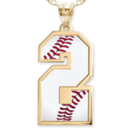 Baseball Color Enameled Single Number Pendant or Charm
