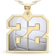 Color Enameled Volleyball Number Charm or Pendant with 2 Digits