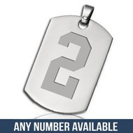 Stainless Steel Deep Engraved Sports Number XL Dog Tag Pendant